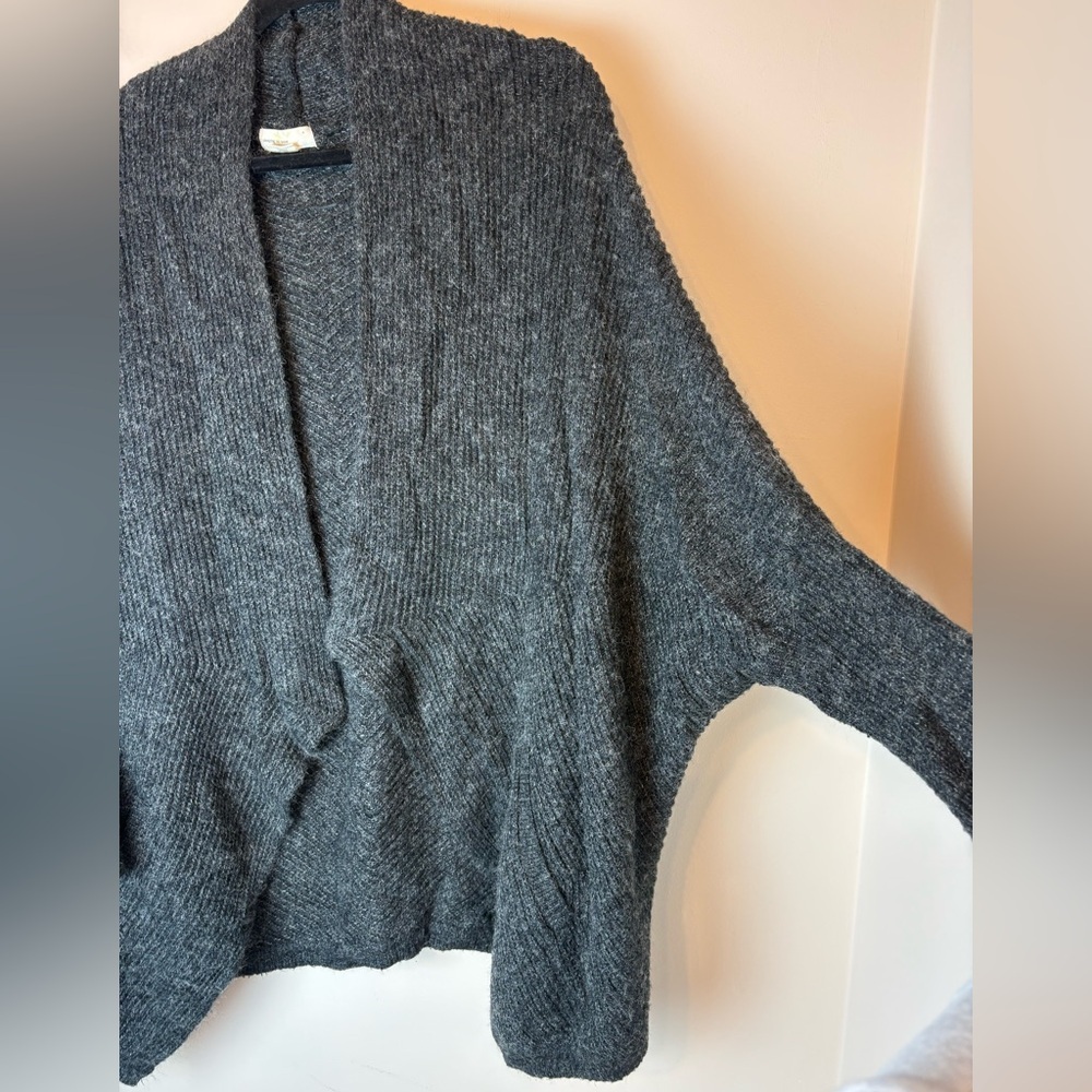 SLEEPING ON SNOW CHARCOAL WOOL BLEND OPEN FRONT OVERSIZED CARDIGAN WOMEN'S M - Picture 4 of 10